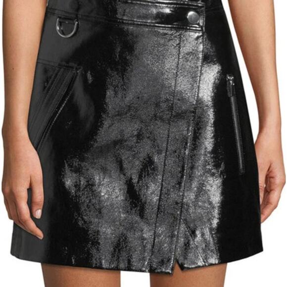 DEREK LAM 10 CROSBY Skirt Size 2 Patent Leather Mini $795 Party Date Night Moto - Picture 1 of 13